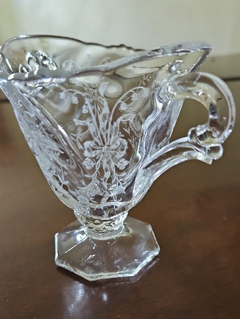 VTG Heisey Etched Orchid Double-Handled Glass Sugar Bowl - Picture 3 of 6
